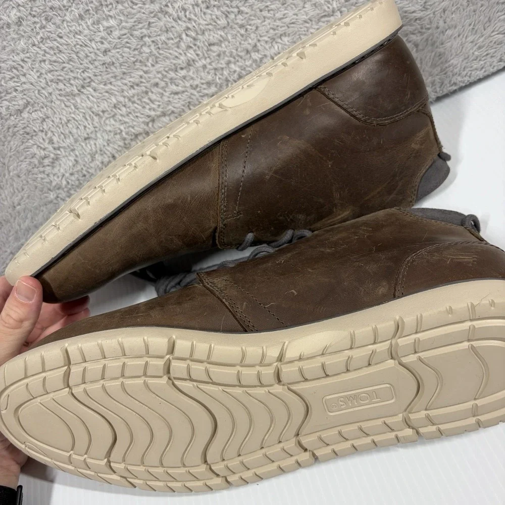 TOMS Leather Chukka Boots Brown Mens 11 Ankle Comfort Casual Work Preppy Outdoor